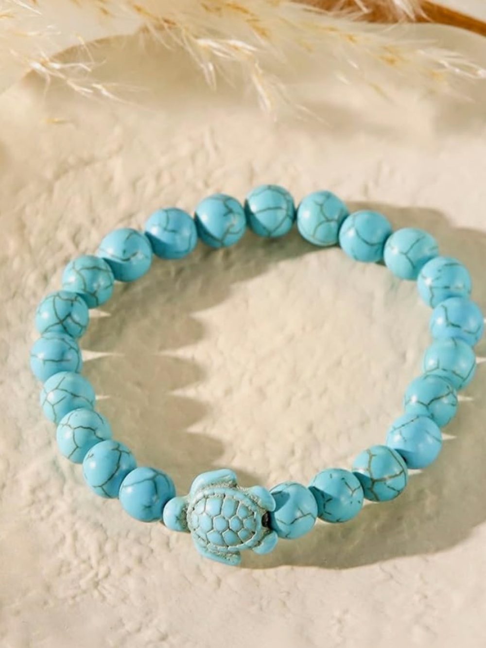 Turquoise Beaded Turtle Stretch Bracelet C25